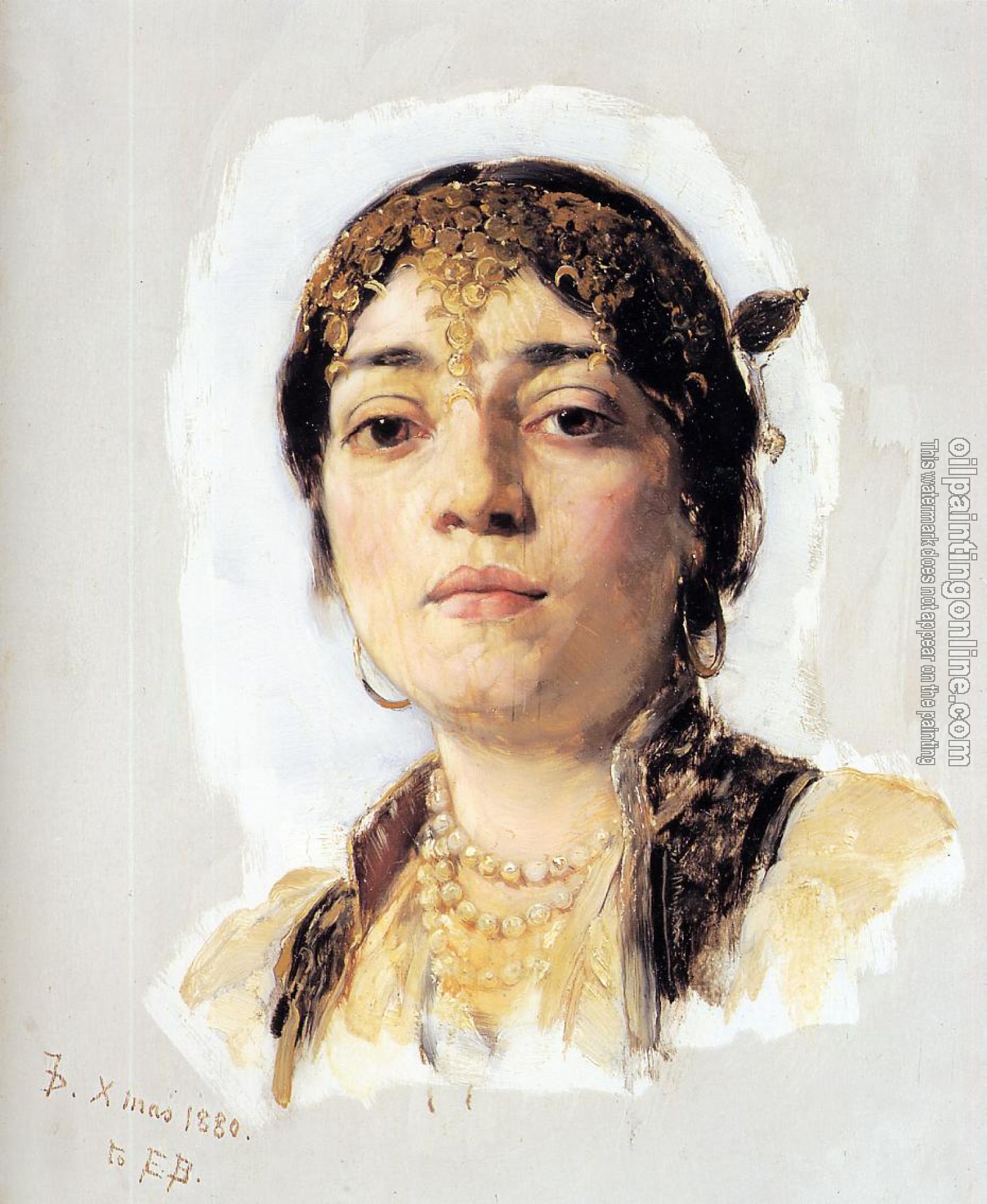 Frank Duveneck - Head of an Oriental Woman